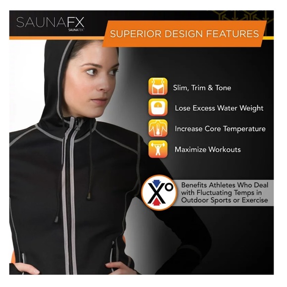 Veste Sauna Femme - Néoprène à Capuche - Noir - Taille Grand/2XL - Neuf Sans Emballage